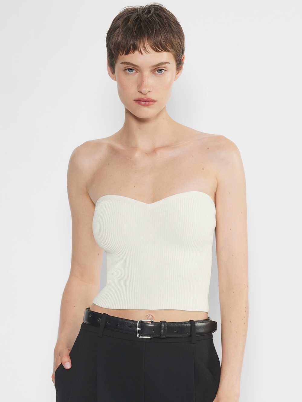 ARITZIA Babaton Sculpt Knit Sweetheart Tube Top | Light Birch - SIZE LARGE